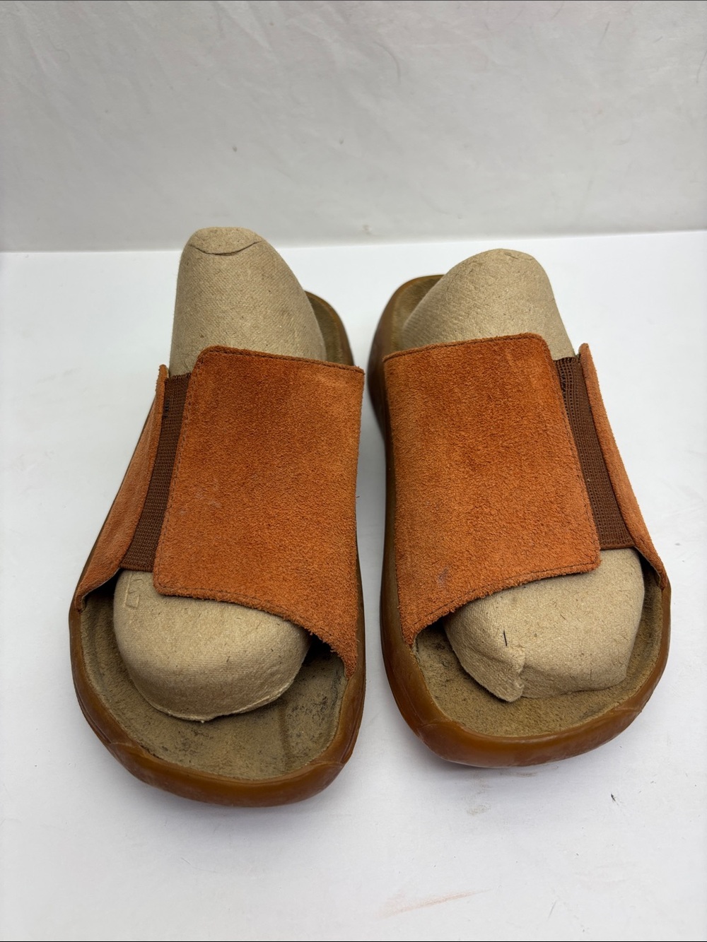 Tatami Orange Suede Slide Sandals, size 6, box 71